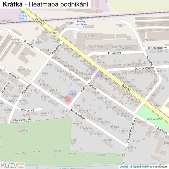 Mapa Krátká - Firmy v ulici.