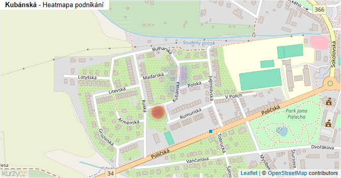 Kubánská - mapa podnikání