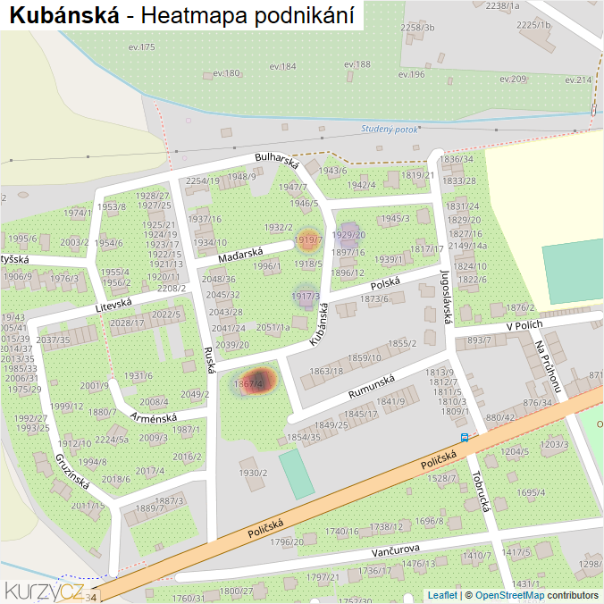 Mapa Kubánská - Firmy v ulici.