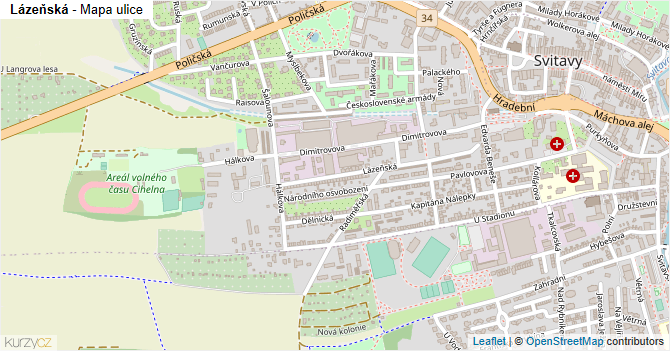 Lázeňská - mapa ulice