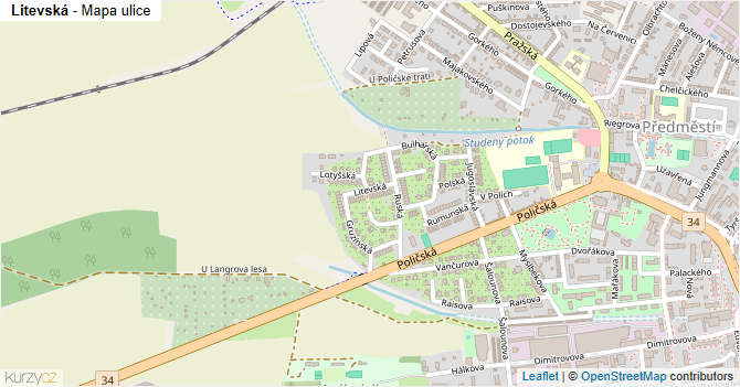 Litevská - mapa ulice
