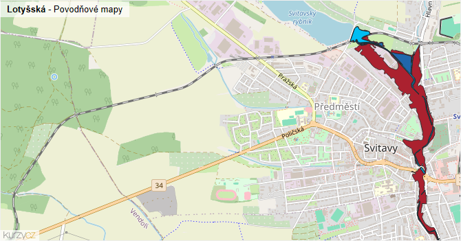 Lotyšská - záplavové mapy stoleté vody
