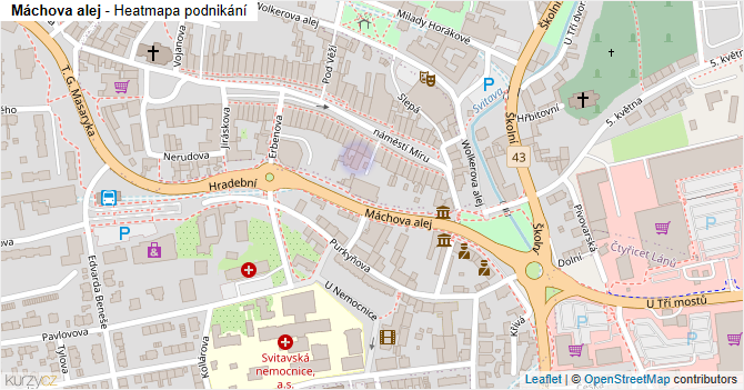 Máchova alej - mapa podnikání