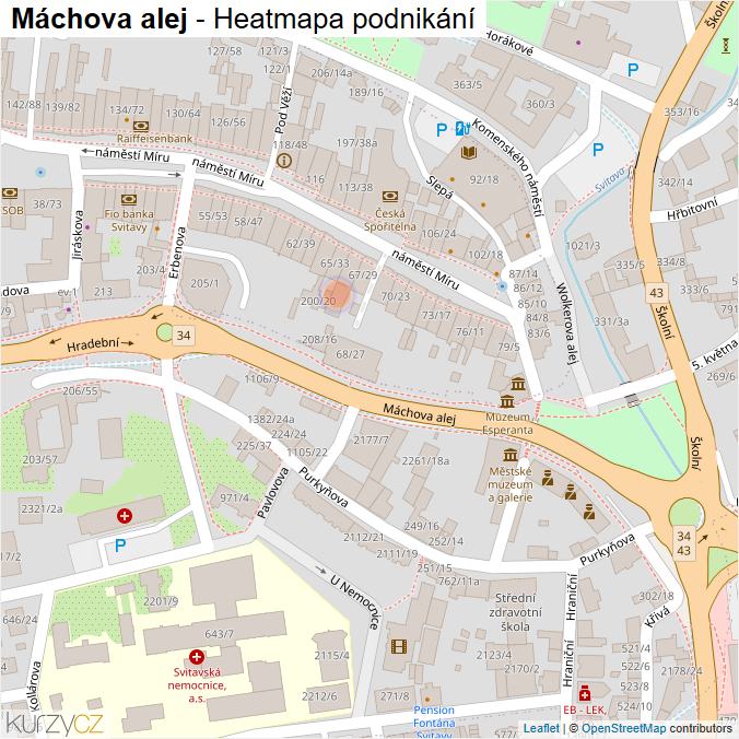 Mapa Máchova alej - Firmy v ulici.