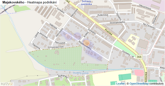 Majakovského - mapa podnikání