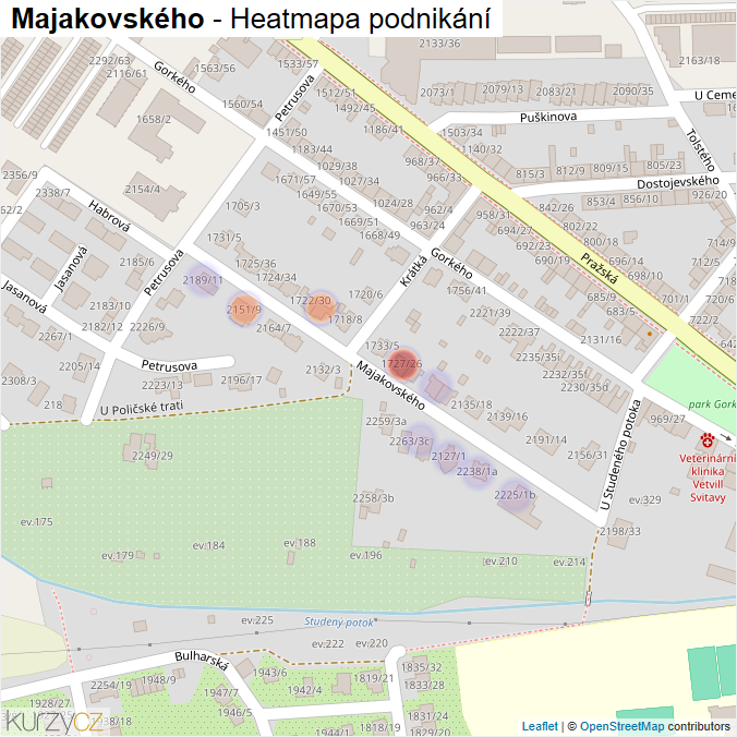 Mapa Majakovského - Firmy v ulici.