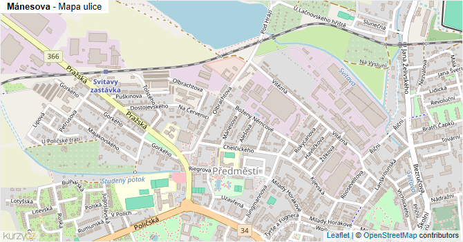 Mánesova - mapa ulice