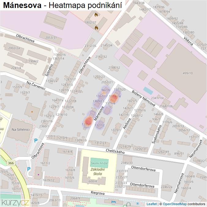 Mapa Mánesova - Firmy v ulici.