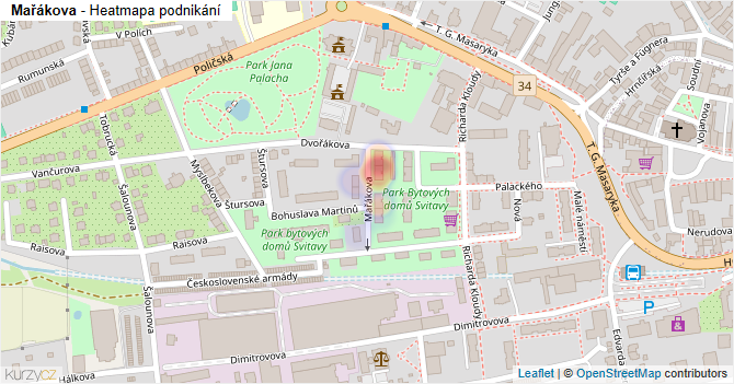 Mařákova - mapa podnikání