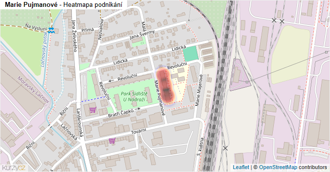 Marie Pujmanové - mapa podnikání