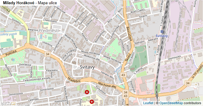 Milady Horákové - mapa ulice