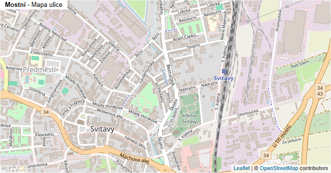 Mostní - mapa ulice