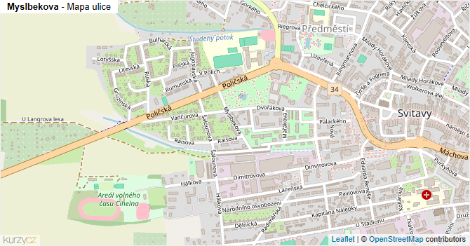 Myslbekova - mapa ulice