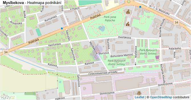 Myslbekova - mapa podnikání