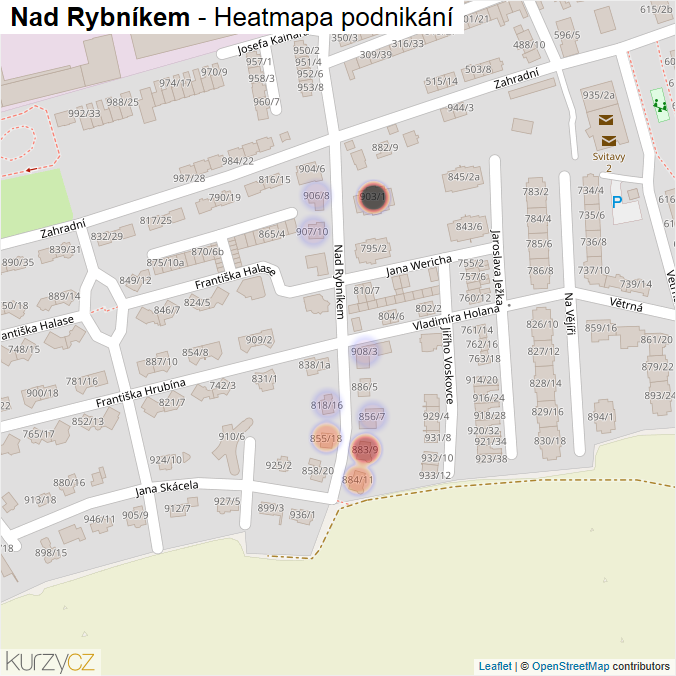 Mapa Nad Rybníkem - Firmy v ulici.