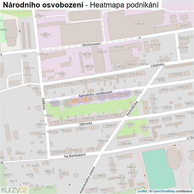 Mapa Národního osvobození - Firmy v ulici.