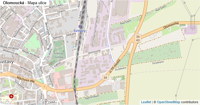 Olomoucká - mapa ulice