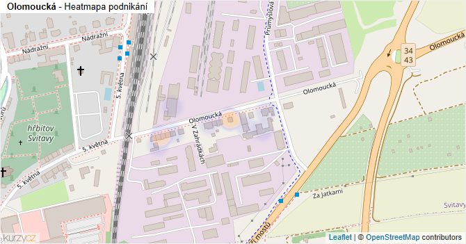 Olomoucká - mapa podnikání