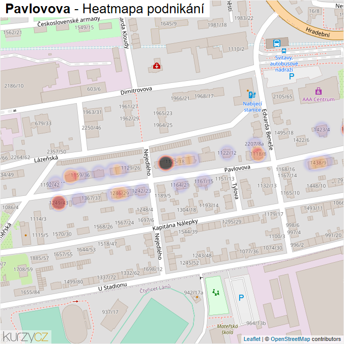 Mapa Pavlovova - Firmy v ulici.
