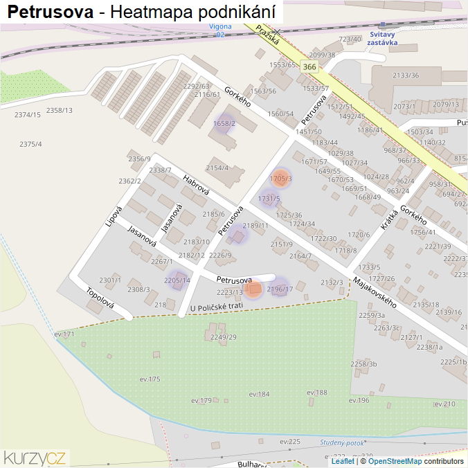 Mapa Petrusova - Firmy v ulici.