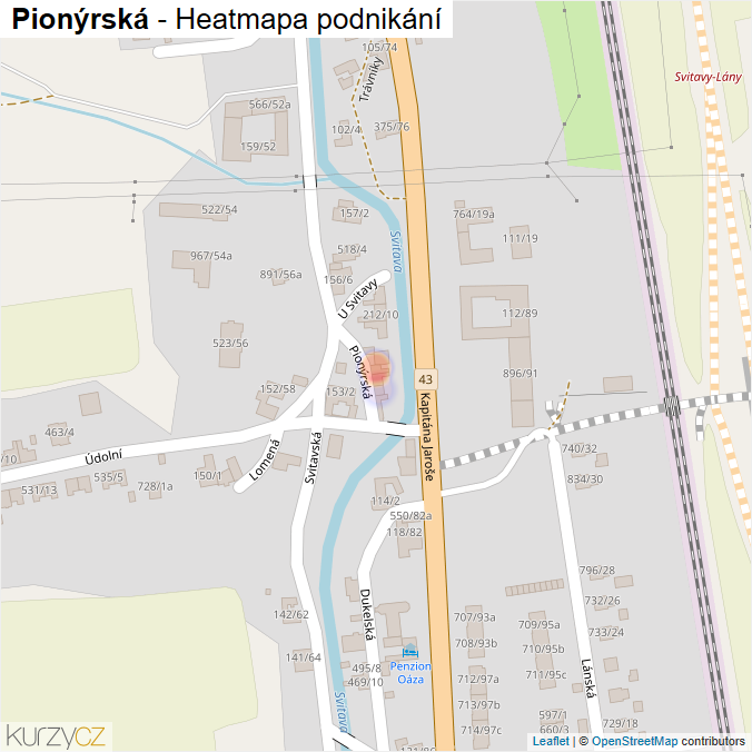 Mapa Pionýrská - Firmy v ulici.
