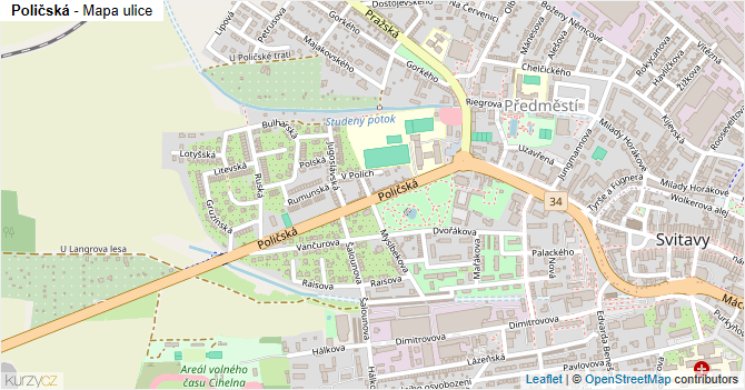 Poličská - mapa ulice