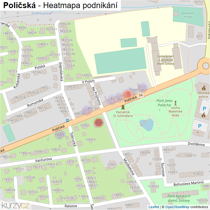 Mapa Poličská - Firmy v ulici.