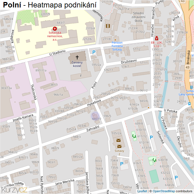 Mapa Polní - Firmy v ulici.