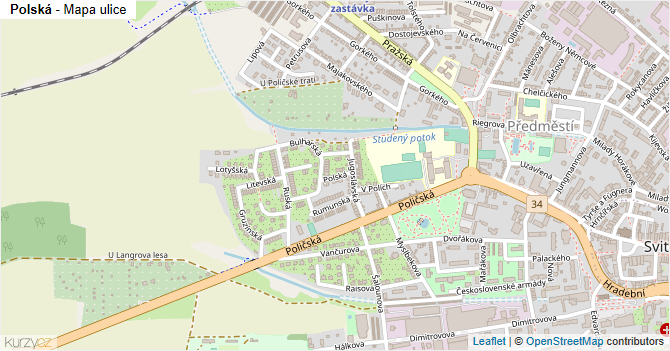 Polská - mapa ulice