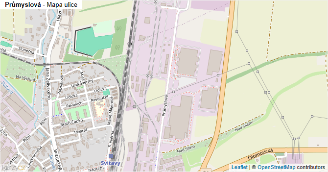 Průmyslová - mapa ulice