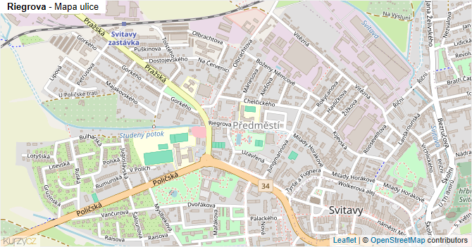 Riegrova - mapa ulice