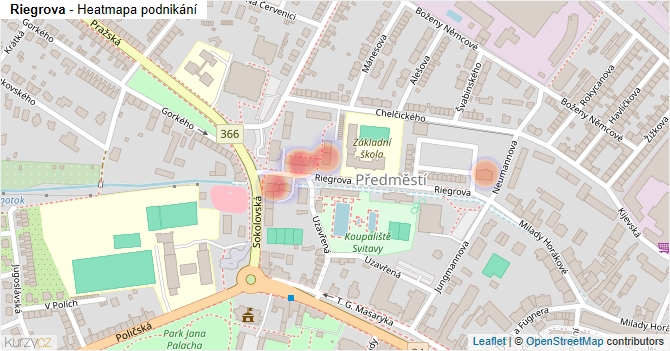 Riegrova - mapa podnikání