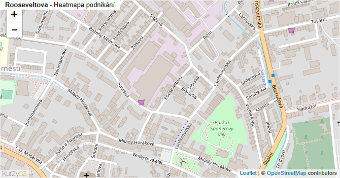 Rooseveltova - mapa podnikání