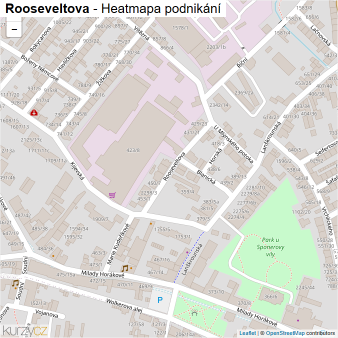 Mapa Rooseveltova - Firmy v ulici.