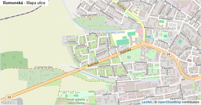 Rumunská - mapa ulice