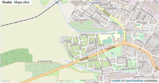 Ruská - mapa ulice