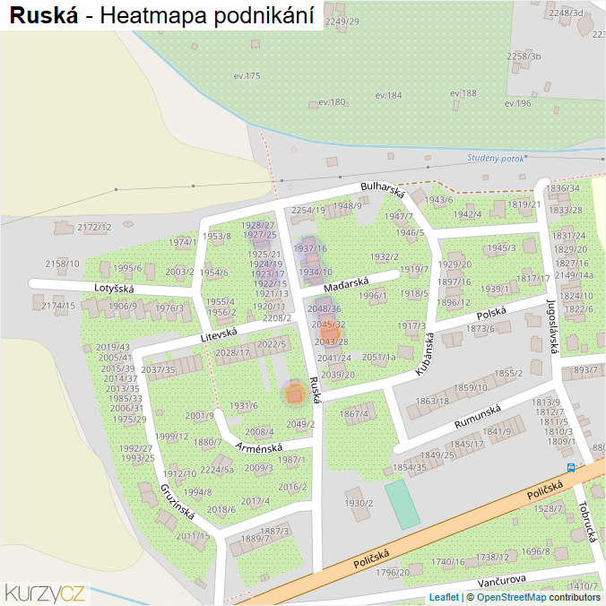 Mapa Ruská - Firmy v ulici.