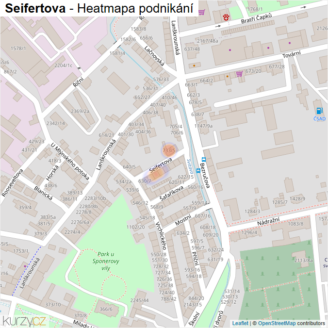 Mapa Seifertova - Firmy v ulici.