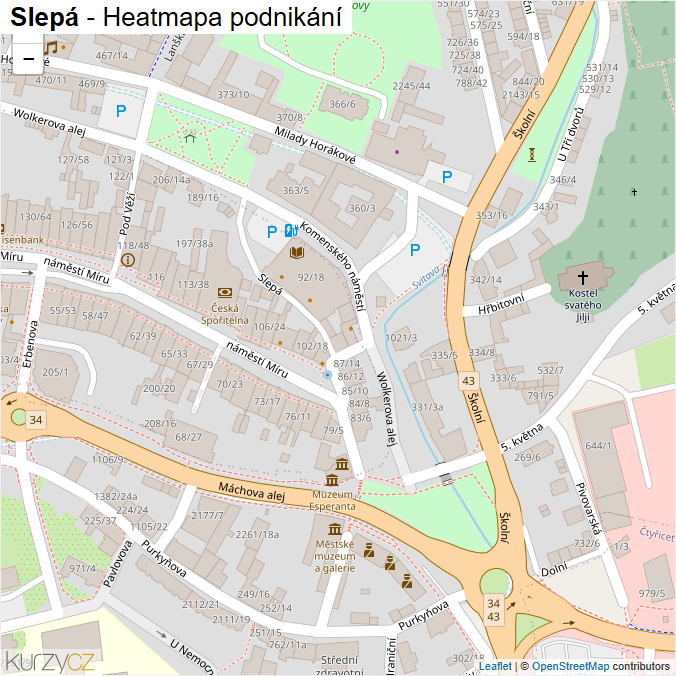 Mapa Slepá - Firmy v ulici.