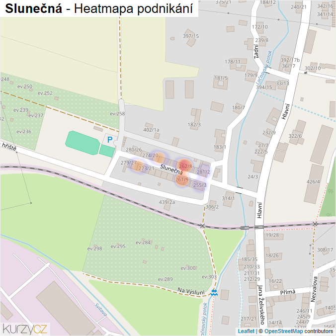 Mapa Slunečná - Firmy v ulici.