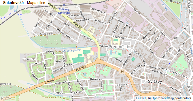 Sokolovská - mapa ulice