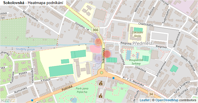 Sokolovská - mapa podnikání
