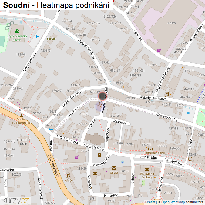 Mapa Soudní - Firmy v ulici.