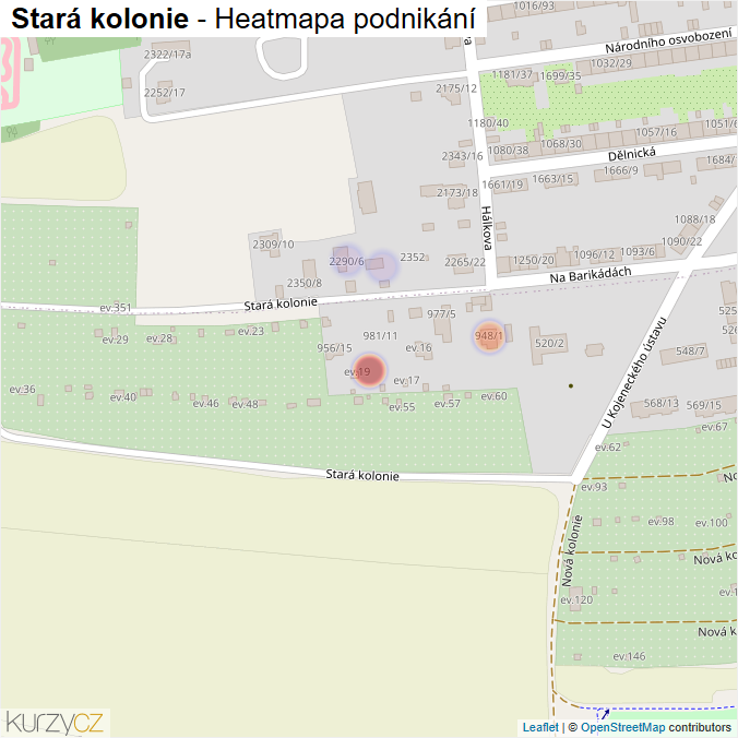 Mapa Stará kolonie - Firmy v ulici.
