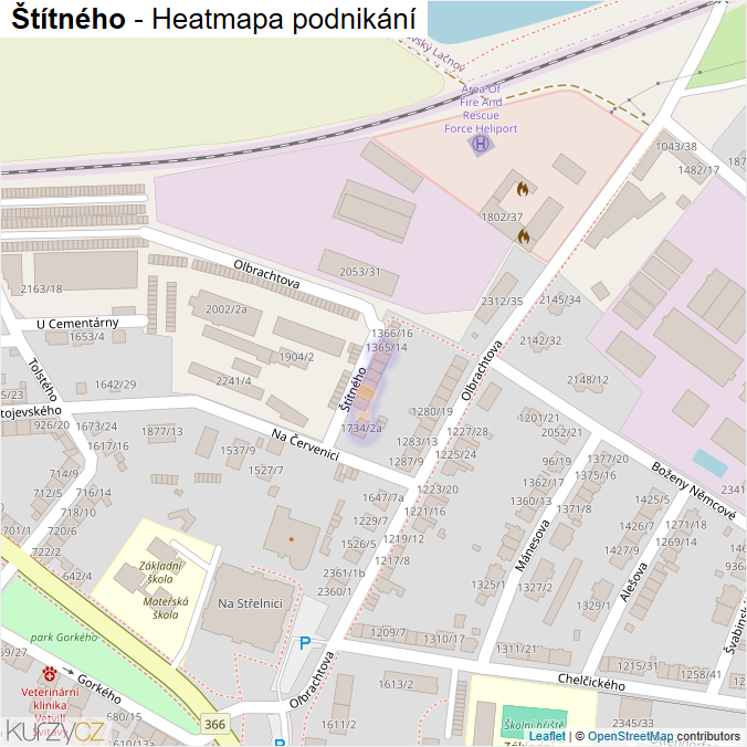 Mapa Štítného - Firmy v ulici.