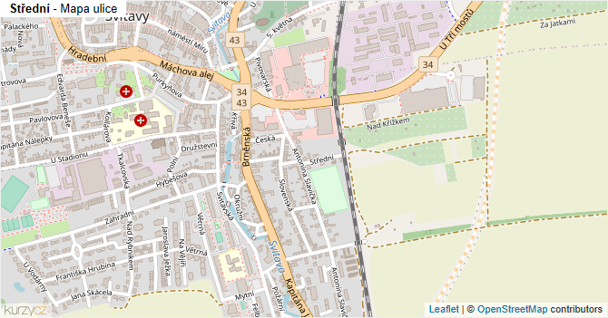 Střední - mapa ulice