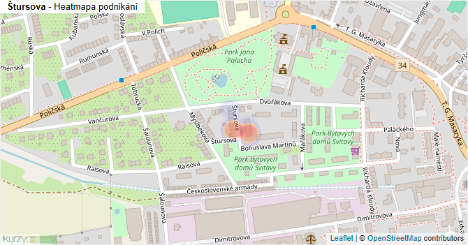Štursova - mapa podnikání