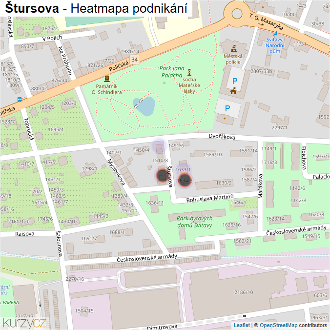 Mapa Štursova - Firmy v ulici.