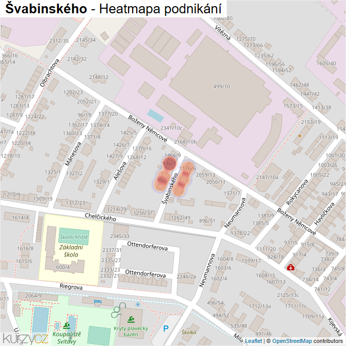 Mapa Švabinského - Firmy v ulici.