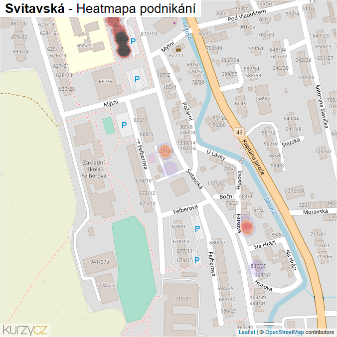 Mapa Svitavská - Firmy v ulici.